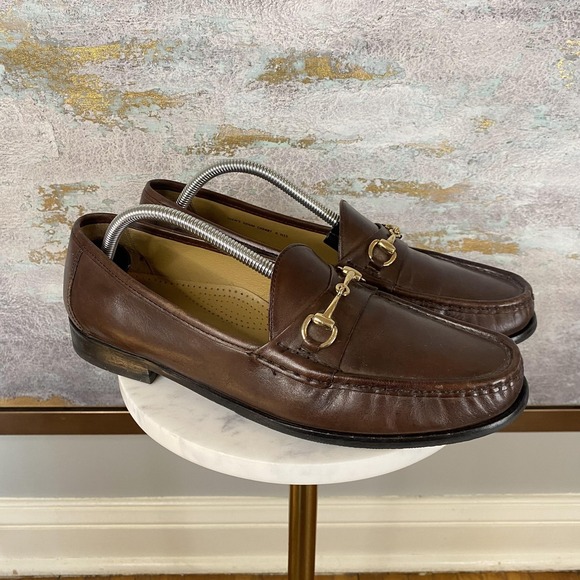 Cole Haan Shoes Mens Size 10.5 M Brown Leather Horsebit Slip On Dress Square Toe - Picture 2 of 11